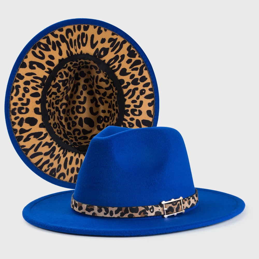 Blue Fedora Leopard Hat