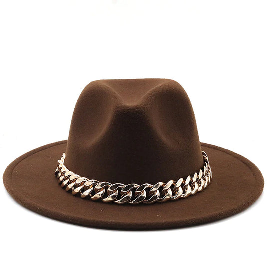 Brown Chain Fedora Hat
