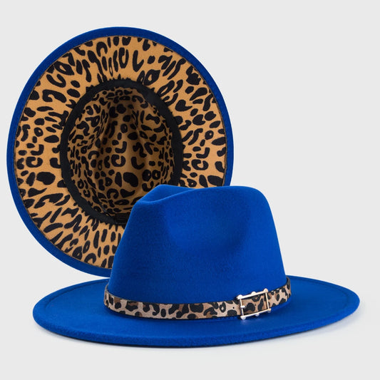 Blue Fedora Leopard Hat