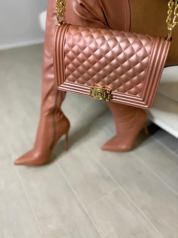Large Rose Gold Jelly Handbag