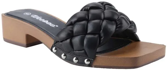 Black Weave Clog Sandal