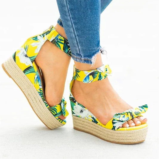 Multi color floral wedge